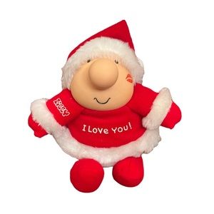 Ziggy Christmas Plush 1988 I LOVE YOU Santa Lipstick Kiss on Cheek